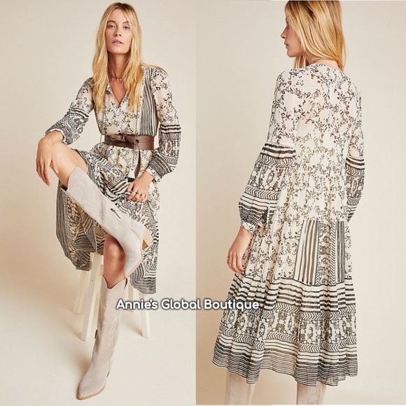 NWT ANTHROPOLOGIE Talulah Tiered Midi Dress. Size M - Picture 4 of 15